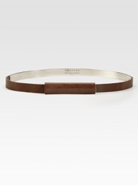 A simply chic design in supple leather with a metal accented back. Width, about ¾Made in Italy A simply chic design in supple leather with a metal accented back. Width, about ¾Made in Italy