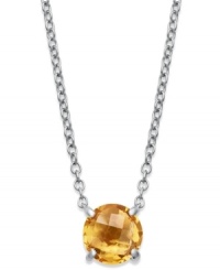 A sunshine-bright burst of color. Brilliant round-cut citrine (3 ct. t.w.) adorns this delicate sterling silver pendant. Approximate length: 18 inches. Approximate drop: 1 inch. A sunshine-bright burst of color. Brilliant round-cut citrine (3 ct. t.w.) adorns this delicate sterling silver pendant. Approximate length: 18 inches. Approximate drop: 1 inch.