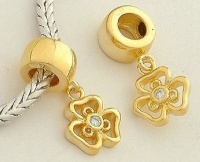 18k Gold on 925 Sterling Silver European Style Flower with Diamond Pendant Charm Beads for Pandora, Biagi, Chamilia, Troll and More Bracelets 18k Gold on 925 Sterling Silver European Style Flower with Diamond Pendant Charm Beads for Pandora, Biagi, Chamilia, Troll and More Bracelets
