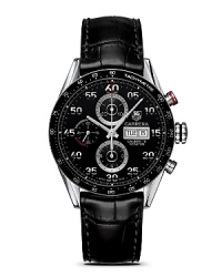 A legendary chronograph. The Carrera Panamericana was an epic race that was started in the 1950s and attracted many of the leading drivers of the time. Juan Manuel Fangio, the famous Argentinian driver who was Formula 1 World Champion five times, won the race in 1953. To pay tribute to this unique adventure, in 1963 TAG Heuer launched the Carrera Chronograph that combined refinement with the spirit of sport. With black dial and a polished steel bezel. Features a day/date window. A legendary chronograph. The Carrera Panamericana was an epic race that was started in the 1950s and attracted many of the leading drivers of the time. Juan Manuel Fangio, the famous Argentinian driver who was Formula 1 World Champion five times, won the race in 1953. To pay tribute to this unique adventure, in 1963 TAG Heuer launched the Carrera Chronograph that combined refinement with the spirit of sport. With black dial and a polished steel bezel. Features a day/date window.