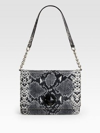 Luxurious snake embossed leather with a shoulder strap, perfectly sized for all your essentials.Chain and snake embossed leather shoulder strap, 12 dropTurnlock flap closureOne inside zip pocketTwo inside open pocketsFully lined11W X 8H X 1DImported Luxurious snake embossed leather with a shoulder strap, perfectly sized for all your essentials.Chain and snake embossed leather shoulder strap, 12 dropTurnlock flap closureOne inside zip pocketTwo inside open pocketsFully lined11W X 8H X 1DImported