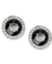 Dazzling in black. Charter Club's stud earrings highlight a jet epoxy stone at the center, surrounded by glistening glass accents. Crafted in imitation rhodium tone mixed metal. Approximate diameter: 1/2 inch. Dazzling in black. Charter Club's stud earrings highlight a jet epoxy stone at the center, surrounded by glistening glass accents. Crafted in imitation rhodium tone mixed metal. Approximate diameter: 1/2 inch.