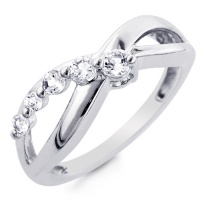 Sterling Silver and White Sapphire Journey Ring Sterling Silver and White Sapphire Journey Ring