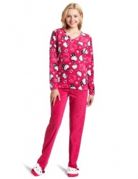 Hello Kitty Women's 2 Piece V-Neck Footie Pajama Hello Kitty Women's 2 Piece V-Neck Footie Pajama