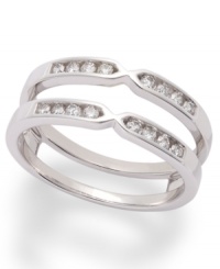 Add dimension to your favorite piece of jewelry. This sparkling guard ring can complement the right diamond engagement ring perfectly. Crafted in 14k white gold with eight round-cut diamonds (1/4 ct. t.w.). Add dimension to your favorite piece of jewelry. This sparkling guard ring can complement the right diamond engagement ring perfectly. Crafted in 14k white gold with eight round-cut diamonds (1/4 ct. t.w.).