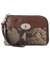 Wildly practical. Fossil brings a touch of the exotic to the everyday with this python-embossed leather design, featuring signature detailing and convenient wristlet strap. Slip it in your handbag or wear it on its own, for an exotic way to stay organized. Wildly practical. Fossil brings a touch of the exotic to the everyday with this python-embossed leather design, featuring signature detailing and convenient wristlet strap. Slip it in your handbag or wear it on its own, for an exotic way to stay organized.