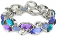Nine West Petal Power Silver-Tone Blue and Purple Wide Stretch Bracelet Nine West Petal Power Silver-Tone Blue and Purple Wide Stretch Bracelet