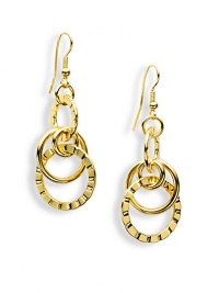 THE LOOKTiered hoop designTextured details18k electroplated goldHook backTHE MEASUREMENTLength, about 2¼ORIGINMade in Italy THE LOOKTiered hoop designTextured details18k electroplated goldHook backTHE MEASUREMENTLength, about 2¼ORIGINMade in Italy