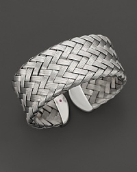 Bold, woven white sterling silver cuff by Roberto Coin. Bold, woven white sterling silver cuff by Roberto Coin.