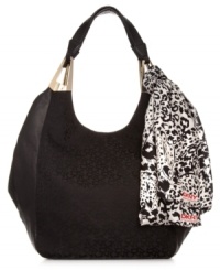 Show your penchant for signature style with this logo-adorned design from DKNY. Outfitted with the iconic DK monogram and luxe golden hardware, this piece is the perfect addition to your accessories wardrobe. Includes posh, leopard print, silk scarf. Show your penchant for signature style with this logo-adorned design from DKNY. Outfitted with the iconic DK monogram and luxe golden hardware, this piece is the perfect addition to your accessories wardrobe. Includes posh, leopard print, silk scarf.