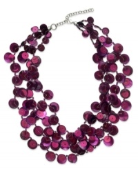 Like grapes on the vine, this multi-row necklace from Style&co. adds sweetness to the occasion. Embellished with purple glass beads. Crafted in rhodium plated steel. Approximate length: 22 inches + 3-inch extender. Approximate drop: 3 inches. Like grapes on the vine, this multi-row necklace from Style&co. adds sweetness to the occasion. Embellished with purple glass beads. Crafted in rhodium plated steel. Approximate length: 22 inches + 3-inch extender. Approximate drop: 3 inches.