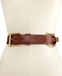 Add some equestrian flair to any outfit with this luxe leather belt from Lauren by Ralph Lauren. Exquisitely decorated with stunning, gold-tone brass buckles and logo-embossed detailing, the look is endlessly elegant. Add some equestrian flair to any outfit with this luxe leather belt from Lauren by Ralph Lauren. Exquisitely decorated with stunning, gold-tone brass buckles and logo-embossed detailing, the look is endlessly elegant.