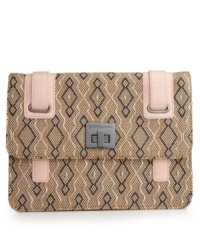 A crave-worthy look ideal for day or night. Add some interest to your outfit with this fun-loving style from BCBGeneration featuring a printed exterior, shiny gunmetal hardware and sleek contrast trim. A crave-worthy look ideal for day or night. Add some interest to your outfit with this fun-loving style from BCBGeneration featuring a printed exterior, shiny gunmetal hardware and sleek contrast trim.