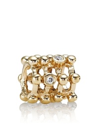 An exquisite 14K gold PANDORA charm with bezel-set white diamond accents. An exquisite 14K gold PANDORA charm with bezel-set white diamond accents.