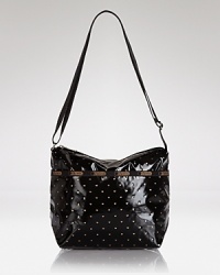 This LeSportsac crossbody takes a punchy approach to practical style, crafted of coolly coated nylon with gilt accents. It's a striking day in, day out choice. This LeSportsac crossbody takes a punchy approach to practical style, crafted of coolly coated nylon with gilt accents. It's a striking day in, day out choice.