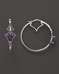 Badgley Mischka Amethyst Logo Hoops With Brown Diamonds Badgley Mischka Amethyst Logo Hoops With Brown Diamonds