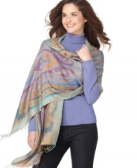 Rich colors and exotic swirls make this Collection XIIX paisley wrap one accessory you'll reach for time and again. Rich colors and exotic swirls make this Collection XIIX paisley wrap one accessory you'll reach for time and again.