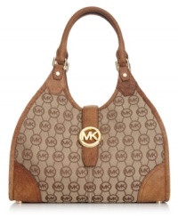 Shoulder this city-chic design from MICHAEL Michael Kors that pairs perfectly with your work or weekend wardrobe. Signature jacquard is adorned with gleaming hardware and leather trim, while the pocket-lined interior neatly organizes the essentials. Shoulder this city-chic design from MICHAEL Michael Kors that pairs perfectly with your work or weekend wardrobe. Signature jacquard is adorned with gleaming hardware and leather trim, while the pocket-lined interior neatly organizes the essentials.
