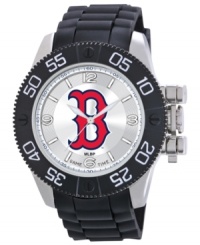 Red Sox Nation! Root for your team 24/7 with this sporty watch from Game Time. Features a Boston Red Sox logo at the dial. Red Sox Nation! Root for your team 24/7 with this sporty watch from Game Time. Features a Boston Red Sox logo at the dial.