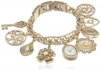 Anne Klein Women's 10-8096CHRM Swarovski Crystal Accented Gold-Tone Charm Bracelet Watch Anne Klein Women's 10-8096CHRM Swarovski Crystal Accented Gold-Tone Charm Bracelet Watch