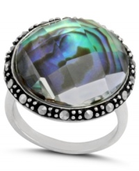 Inspire your look with ocean color. Genevieve & Grace's pretty ring features round-cut abalone glass and glittering marcasite. Set in sterling silver. Size 7 and 8. Inspire your look with ocean color. Genevieve & Grace's pretty ring features round-cut abalone glass and glittering marcasite. Set in sterling silver. Size 7 and 8.