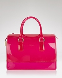 Furla comes ready to play with this rubber satchel. The shape is sophisticated, while the citrus hue is in perfect step with this season's move toward bold accessorizing. Furla comes ready to play with this rubber satchel. The shape is sophisticated, while the citrus hue is in perfect step with this season's move toward bold accessorizing.