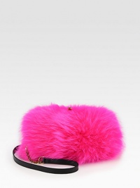 A dramatic style in ultra-luxurious fox fur with a chain and leather strap.Chain and leather shoulder strap, 21¾ dropTop clasp closureOne inside open pocketSignature red lining10½W X 3½H X 1DMade in Italy A dramatic style in ultra-luxurious fox fur with a chain and leather strap.Chain and leather shoulder strap, 21¾ dropTop clasp closureOne inside open pocketSignature red lining10½W X 3½H X 1DMade in Italy