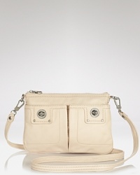 Two shiny turnlocks team up for a touch of glam on this lush leather crossbody from MARC BY MARC JACOBS. Two shiny turnlocks team up for a touch of glam on this lush leather crossbody from MARC BY MARC JACOBS.
