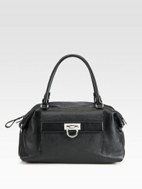 Instantly sleek and structured, this classic top-handle design of pebbled Italian leather is a wardrobe must-have. Double top handles, 7¼ dropTop zip closureOutside flap pocket with toggle closureProtective metal feetOne inside zip pocketTwo inside open pocketsFully lined15W X 7H X 6¼DMade in Italy Instantly sleek and structured, this classic top-handle design of pebbled Italian leather is a wardrobe must-have. Double top handles, 7¼ dropTop zip closureOutside flap pocket with toggle closureProtective metal feetOne inside zip pocketTwo inside open pocketsFully lined15W X 7H X 6¼DMade in Italy