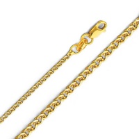 14K Yellow Gold 1.5mm Flat Open wheat Chain Necklace with Lobster Claw Clasp 14K Yellow Gold 1.5mm Flat Open wheat Chain Necklace with Lobster Claw Clasp