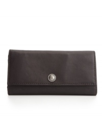 A sleek leather wallet with everyday appeal. This chic design from Frye will keep you organized and stylish for seasons to come. A sleek leather wallet with everyday appeal. This chic design from Frye will keep you organized and stylish for seasons to come.
