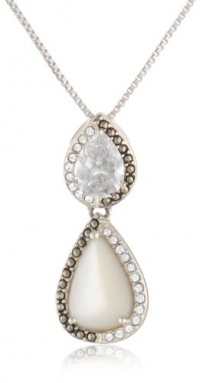 Judith Jack Amor Sterling Silver, Marcasite, Cubic Zirconia and Pearl Chandelier Pendant Necklace, 18