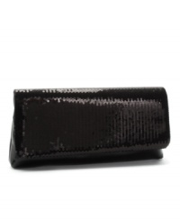 This metallic clutch from La Regale sparkles in style and price! The strap may be worn on the shoulder or tucked into the clutch. This metallic clutch from La Regale sparkles in style and price! The strap may be worn on the shoulder or tucked into the clutch.