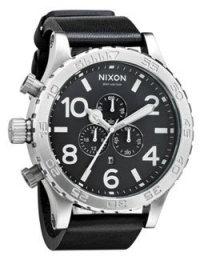 Nixon 51-30 Chrono Leather Watch - Black X One Size Nixon 51-30 Chrono Leather Watch - Black X One Size