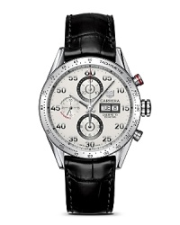 A legendary chronograph. The Carrera Panamericana was an epic race that was started in the 1950s and attracted many of the leading drivers of the time. Juan Manuel Fangio, the famous Argentinian driver who was Formula 1 World Champion five times, won the race in 1953. To pay tribute to this unique adventure, in 1963 TAG Heuer launched the Carrera Chronograph that combined refinement with the spirit of sport. With silver dial and a polished steel bezel. Features a day/date window. A legendary chronograph. The Carrera Panamericana was an epic race that was started in the 1950s and attracted many of the leading drivers of the time. Juan Manuel Fangio, the famous Argentinian driver who was Formula 1 World Champion five times, won the race in 1953. To pay tribute to this unique adventure, in 1963 TAG Heuer launched the Carrera Chronograph that combined refinement with the spirit of sport. With silver dial and a polished steel bezel. Features a day/date window.