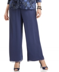 Alex Evenings' chiffon pants make an elegant finish to your evening ensemble. They look especially sleek with a pair of strappy heels! Alex Evenings' chiffon pants make an elegant finish to your evening ensemble. They look especially sleek with a pair of strappy heels!