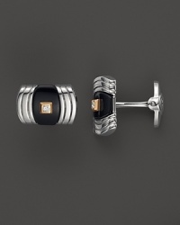 Striking onyx, a glittering diamond and bright 14K. gold enhance the gleam of sterling silver. By Dolan & Bullock. From the Stone Accent Collection. Striking onyx, a glittering diamond and bright 14K. gold enhance the gleam of sterling silver. By Dolan & Bullock. From the Stone Accent Collection.