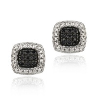 Sterling Silver 1/5 ct. TDW Black Diamond Square Earrings Sterling Silver 1/5 ct. TDW Black Diamond Square Earrings