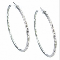 Vince Camuto Silver Tone Hoop Earrings with Crystals Vince Camuto Silver Tone Hoop Earrings with Crystals