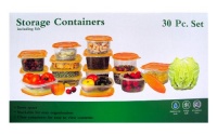 30 Piece Plastic Food Container Set - 15 Plastic Storage Containers with Orange Lids 30 Piece Plastic Food Container Set - 15 Plastic Storage Containers with Orange Lids