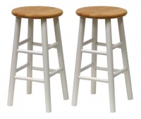 Winsome Wood S/2 Beveled Seat 24-Inch Counter Stools, Nat/Wht Winsome Wood S/2 Beveled Seat 24-Inch Counter Stools, Nat/Wht