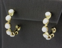 Charter Club Earrings, Gold-Tone with White Cabachon Petite Hoop Earrings Charter Club Earrings, Gold-Tone with White Cabachon Petite Hoop Earrings