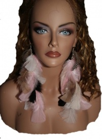 Long Feather Earring Nude Colors 10 inc Long Feather Earring Nude Colors 10 inc