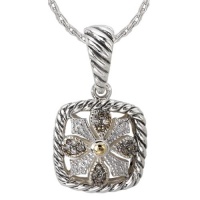 925 Silver, Brown & White Diamond Square Pendant with 18k Gold Accents (0.10ctw) 925 Silver, Brown & White Diamond Square Pendant with 18k Gold Accents (0.10ctw)