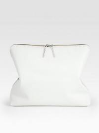 An ultra-sleek foldover bag finished with a dual-zip closure in soft, buttery smooth leather.Top handle, 1 dropTop-zip closure, foldover styleOne inside zip pocket15W X 8H X 3½DImported An ultra-sleek foldover bag finished with a dual-zip closure in soft, buttery smooth leather.Top handle, 1 dropTop-zip closure, foldover styleOne inside zip pocket15W X 8H X 3½DImported