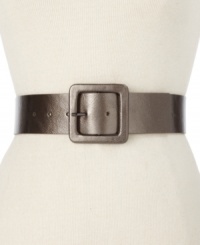 Steve Madden makes metallic sparkle perfectly subtle by pairing it with the classic cut of this chunky belt. Steve Madden makes metallic sparkle perfectly subtle by pairing it with the classic cut of this chunky belt.