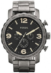 Fossil Nate Stainless Steel Watch Burnished Silver-Tone Fossil Nate Stainless Steel Watch Burnished Silver-Tone