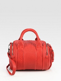 Instantly fierce, this versatile shape of pebbled lambskin leather has rows of silver feet. Double top handles, 4½ dropAdjustable detachable shoulder strap, 19-20 dropTop zip closureProtective metal feetOne inside zip pocketFully lined10W X 7½H X 3¼DImported Instantly fierce, this versatile shape of pebbled lambskin leather has rows of silver feet. Double top handles, 4½ dropAdjustable detachable shoulder strap, 19-20 dropTop zip closureProtective metal feetOne inside zip pocketFully lined10W X 7½H X 3¼DImported