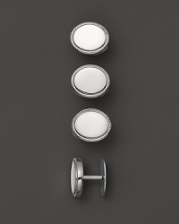These classic sterling silver cuff links and studs from Dolan & Bullock feature engravable space and a subtle pattern. From the Sterling Silver Engravables Collection. These classic sterling silver cuff links and studs from Dolan & Bullock feature engravable space and a subtle pattern. From the Sterling Silver Engravables Collection.