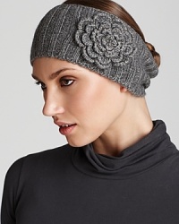 Infuse your winter style with a bit of spring-Portolano's ribbed headband features a delicate crochet flower with clear bead detailing. Infuse your winter style with a bit of spring-Portolano's ribbed headband features a delicate crochet flower with clear bead detailing.